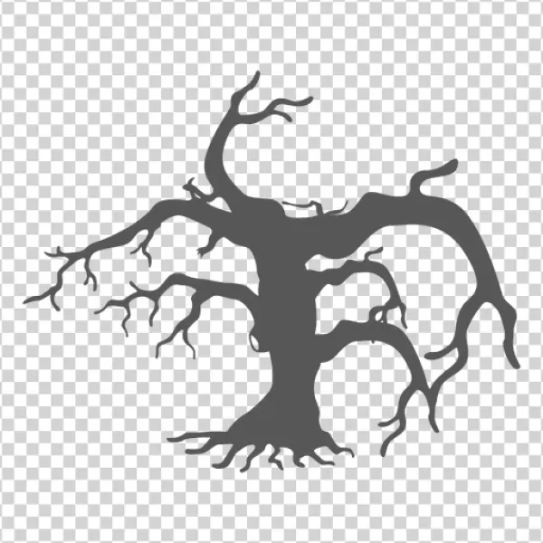 Spooky Gnarled Tree Silhouette PNG Transparent Background