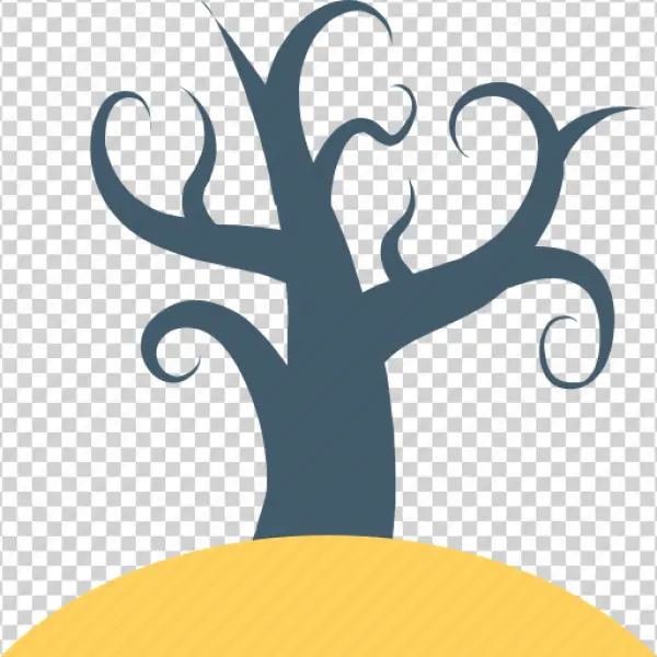 Stylized Twisted Tree on Hill PNG Transparent Background