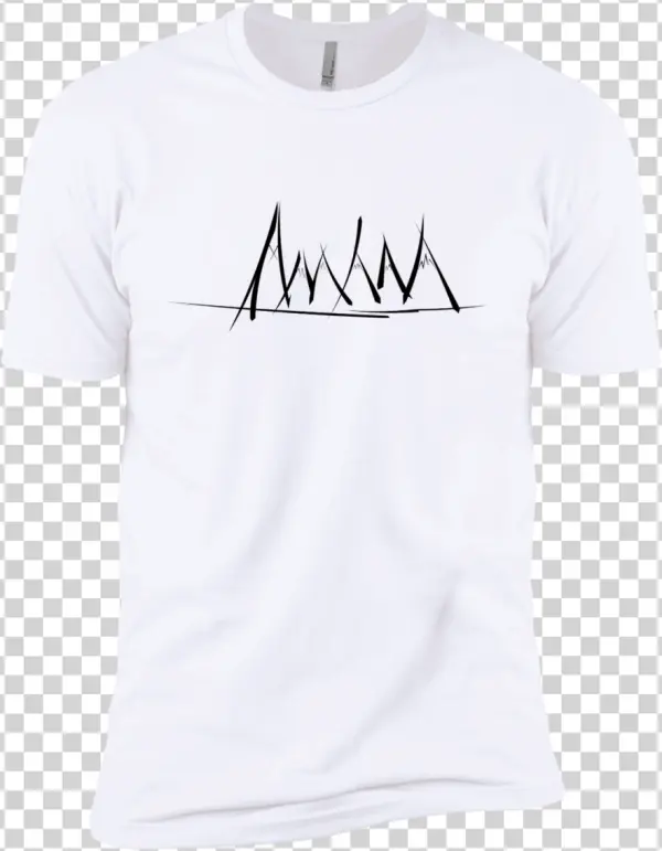 White T-Shirt with Minimalist Mountain Line Art PNG
