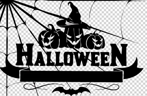 Happy Halloween Text with Spooky Elements PNG Transparent