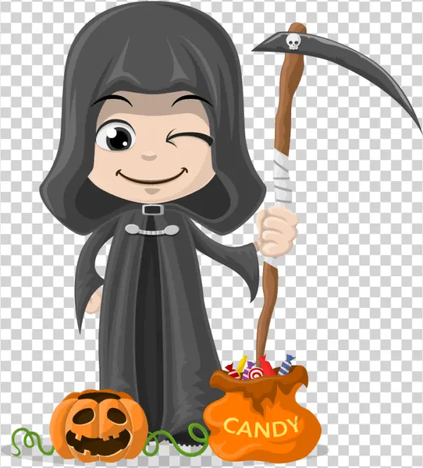 Cute Grim Reaper Halloween PNG