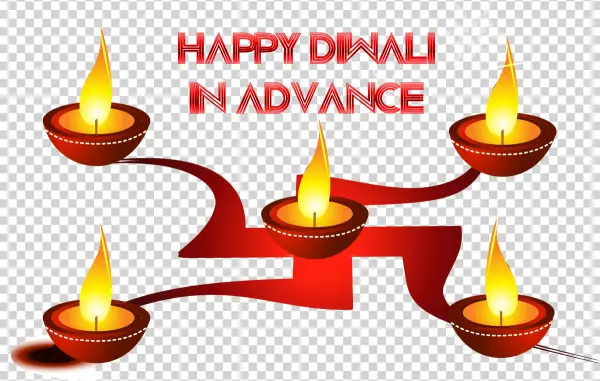 Happy Diwali in Advance with Lit Diyas PNG