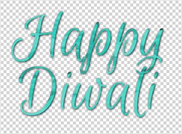 Happy Diwali Teal Watercolor Text PNG Transparent Background