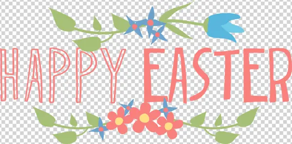 Happy Easter Floral Text PNG Transparent Background