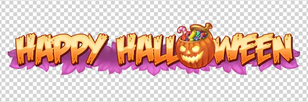 Happy Halloween Text with Pumpkin Candy PNG