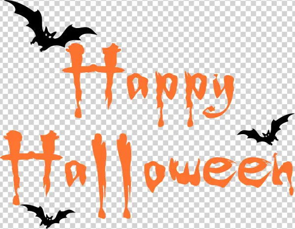 Happy Halloween Dripping Text with Bats PNG
