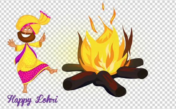 Happy Lohri Celebration Bonfire PNG