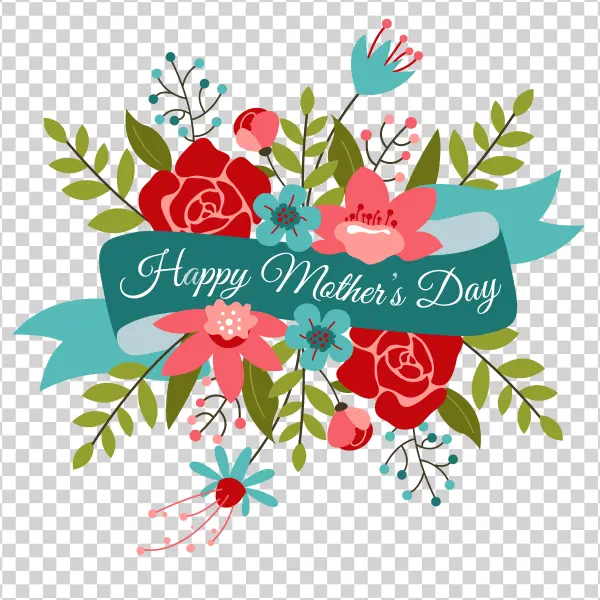 Happy Mother's Day Floral Banner PNG Transparent Background