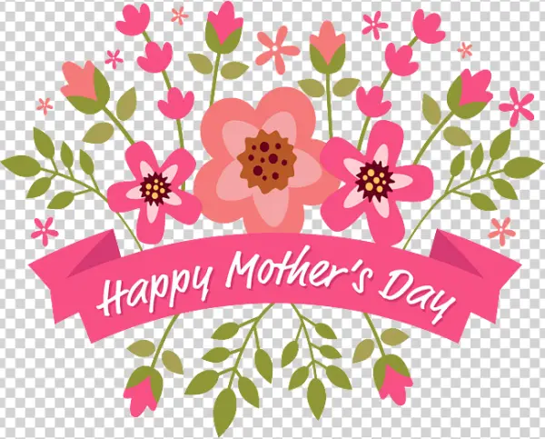 Happy Mother's Day Floral Banner PNG