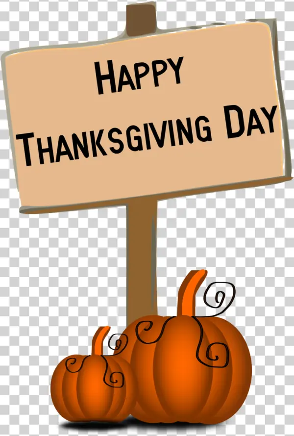 Happy Thanksgiving Day Sign with Pumpkins PNG