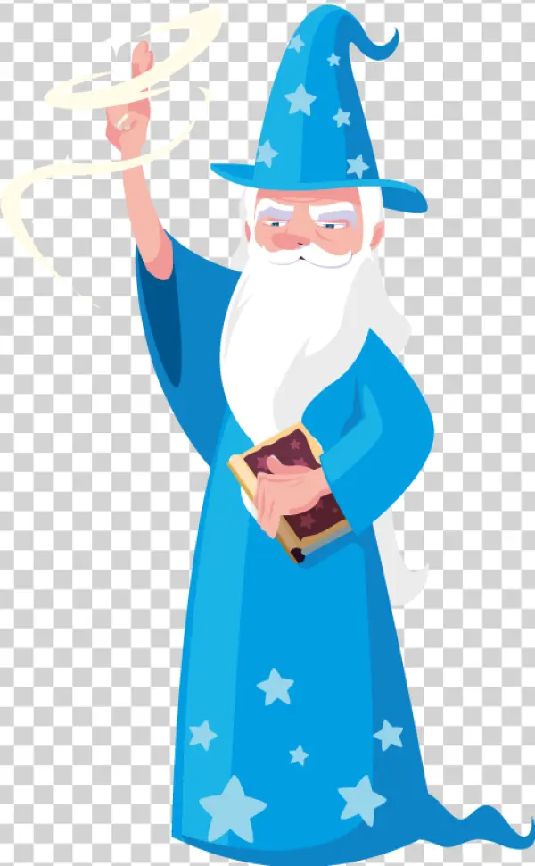 Cartoon Wizard Casting Spell PNG Transparent Background