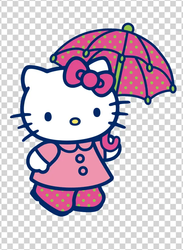 Hello Kitty with Pink Umbrella Transparent PNG