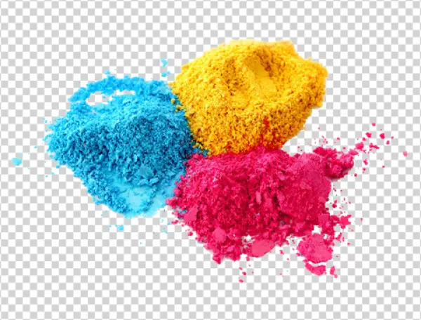 CMYK Color Powder Piles Transparent Background