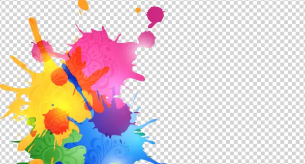 Colorful Paint Splatter with Mandala Patterns PNG
