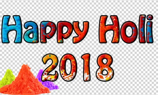 Happy Holi 2018 Text with Color Powder PNG Transparent