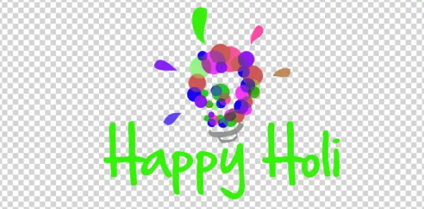 Happy Holi Colorful Lightbulb Text PNG