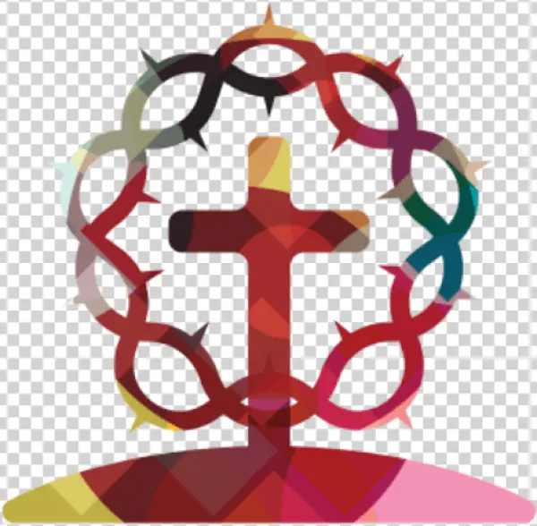 Mosaic Cross with Crown of Thorns PNG Transparent Background