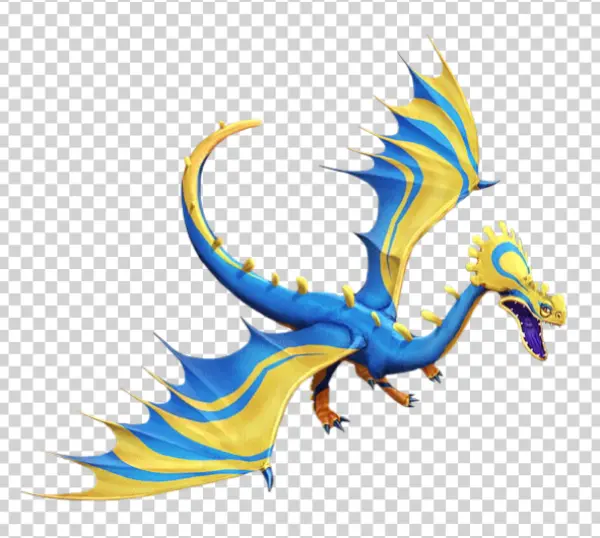 Blue and Gold Fantasy Dragon PNG