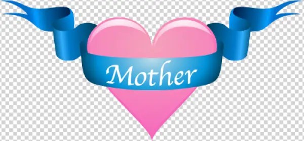 Pink Heart with Mother Ribbon PNG Transparent Background