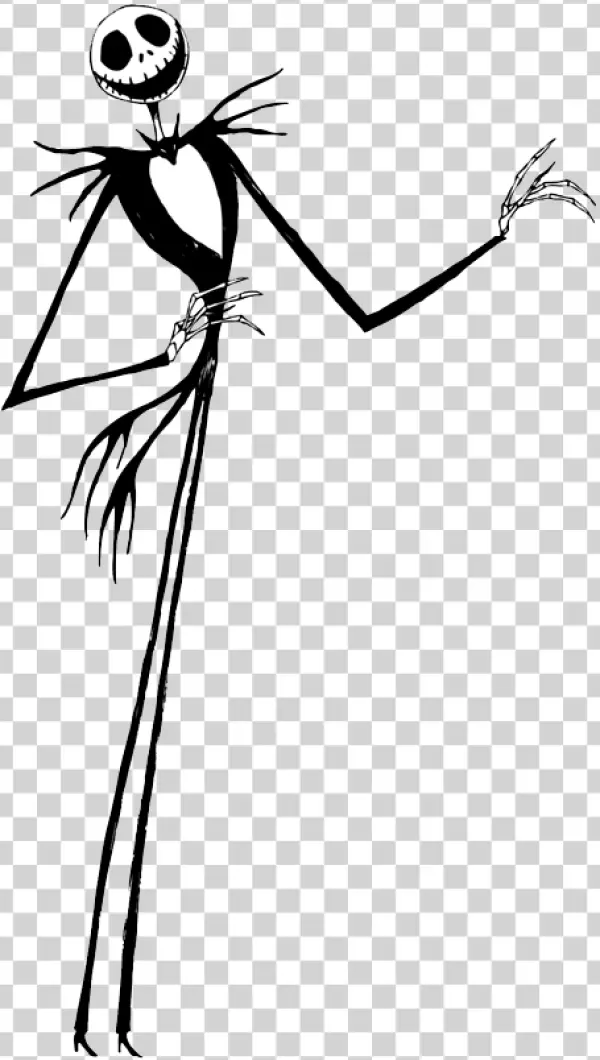 Jack Skellington Black and White PNG Transparent