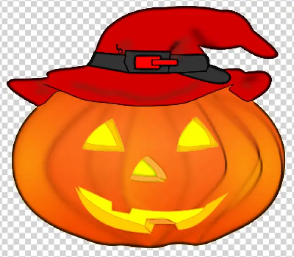Halloween Pumpkin with Witch Hat PNG