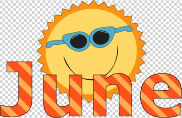 Happy Sun June Text PNG Transparent Background