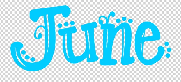 Stylized Cyan June Text PNG Transparent Background