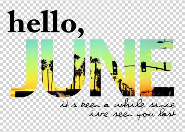 Hello June Tropical Sunset Text PNG