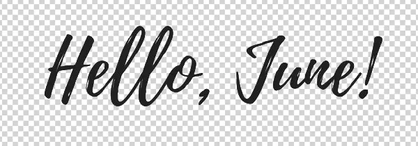 Hello June Script Text PNG Transparent Background