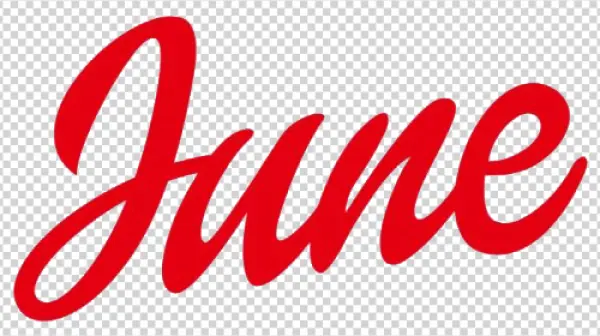 Red June Script Lettering PNG Transparent Background