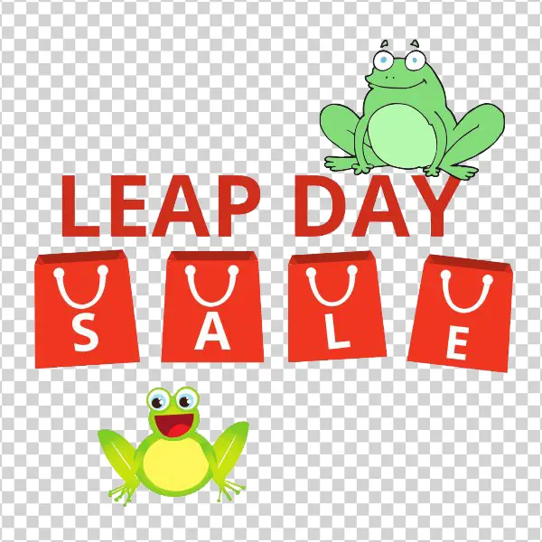 Leap Day Sale Frogs with Shopping Bags PNG