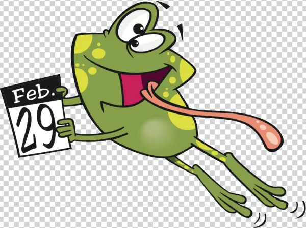Cartoon Frog with Leap Day Calendar PNG