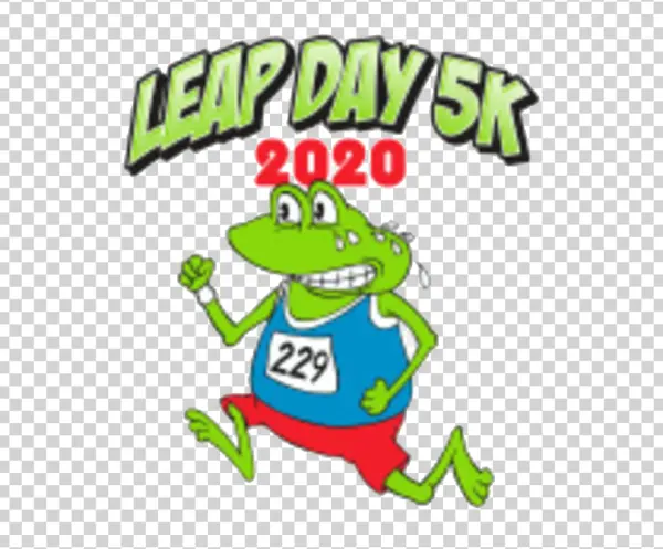 Leap Day 5K 2020 Running Frog Mascot PNG