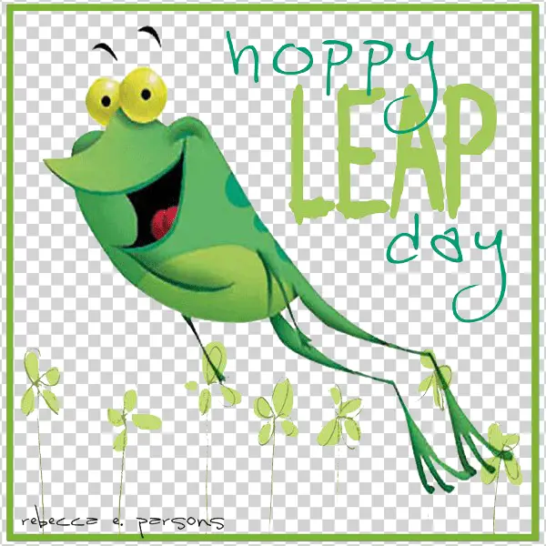 Hoppy Leap Day Frog Cartoon PNG Transparent Background