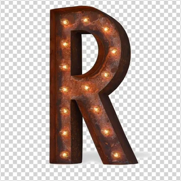 Rusty Marquee Letter R PNG Transparent Background