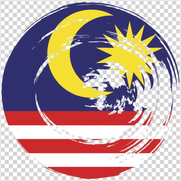 Malaysia Flag Grunge Circle PNG Transparent Background