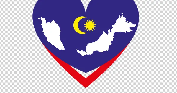Malaysia Flag Map Heart PNG Transparent Background