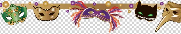 Mardi Gras Festival Masks Banner PNG Transparent Background