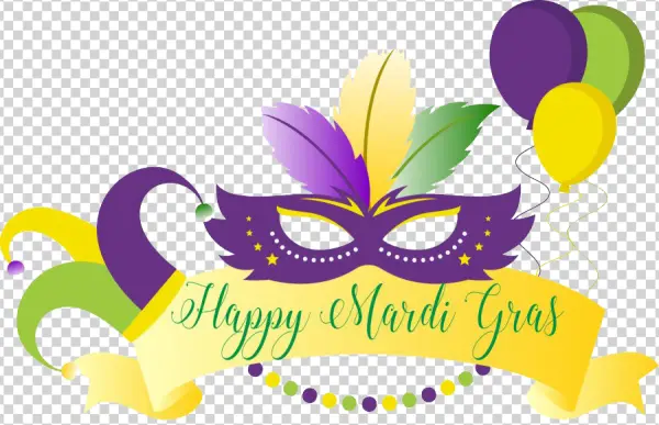 Happy Mardi Gras Festive Elements PNG Transparent