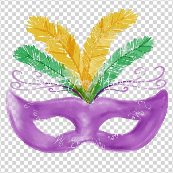 Purple Feathered Mardi Gras Mask PNG