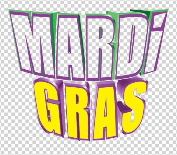 Mardi Gras Text PNG Transparent Background