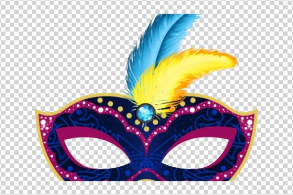 Vibrant Masquerade Mask with Feathers PNG