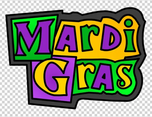 Mardi Gras Word Art PNG Transparent Background