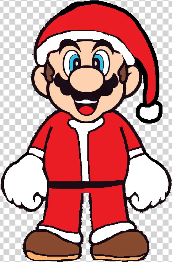Mario Santa Claus Costume PNG Transparent Background