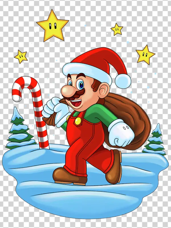Christmas Luigi with Candy Cane PNG