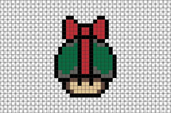 Pixel Art Christmas Gift with Red Bow PNG