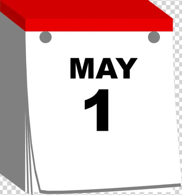 May 1st Calendar Page PNG Transparent