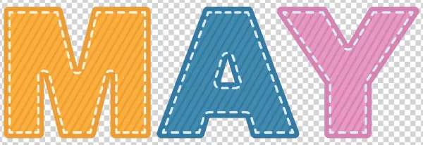 Stitched May Text PNG Transparent Background