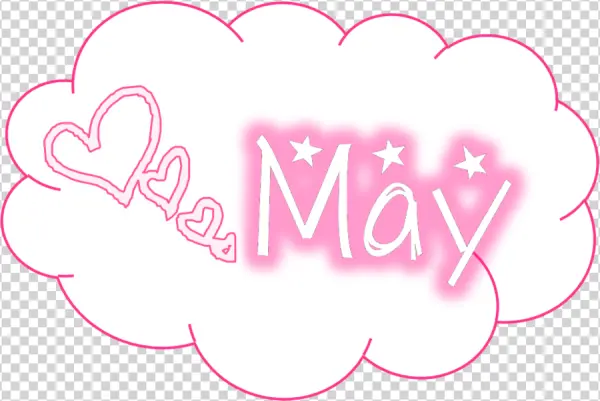 Pink May Cloud with Hearts PNG Transparent Background