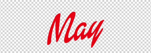 Red Script "May" Text PNG
